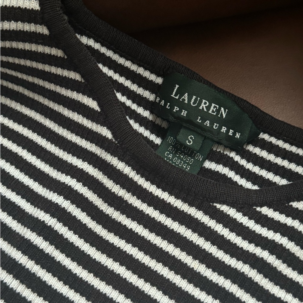 Ralph Lauren Striped Crewneck Sweater in Black and White